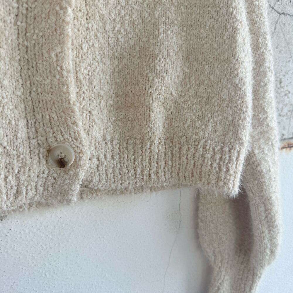 Mable Sweater Jacket Boucle Knit Cropped Fuzzy Teddy Knit Womens S Minimalist - Picture 5 of 9